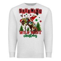 Oatmeal Heather dreaming of a wild west christmas cowboy santa Premium Sweatshirt - MaliasSmallBusiness