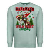 Seafoam dreaming of a wild west christmas cowboy santa Premium Sweatshirt - MaliasSmallBusiness