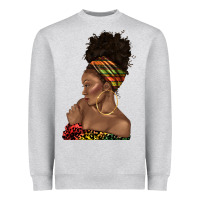 Heather Grey afro black woman profile juneteenth Heavyweight Sweatshirt - texasbilliewilder