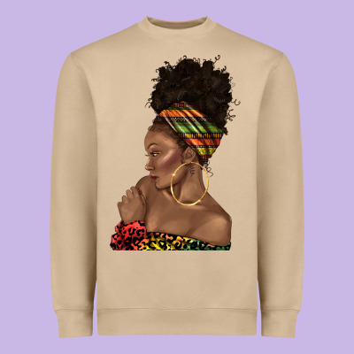 Heavyweight Sweatshirt afro black woman profile juneteenth