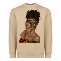 Mushroom afro black woman profile juneteenth Heavyweight Sweatshirt - texasbilliewilder