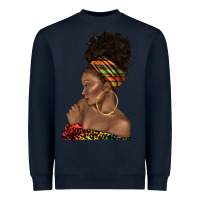 Navy afro black woman profile juneteenth Heavyweight Sweatshirt - texasbilliewilder