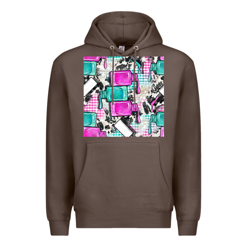 Nail Polish With Cowhide And Plaid Seamless Pattern Bbs Premium Hoodie by BundleAndBundleShop | Teevron