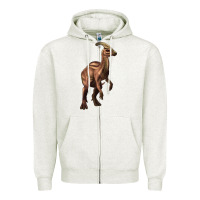 Oatmeal Heather parasaurolophus Zipper Hoodie - Artiststas