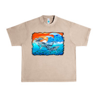 French Oak humpback whale and wave background Urban Heavy Tee - BarkalooDesign