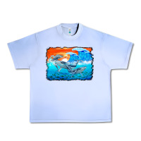 Grape Ice humpback whale and wave background Urban Heavy Tee - BarkalooDesign