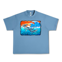 Pebble Blue humpback whale and wave background Urban Heavy Tee - BarkalooDesign