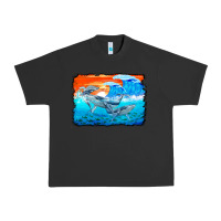 Humpback Whale And Wave Background Urban Heavy Tee | Teevron