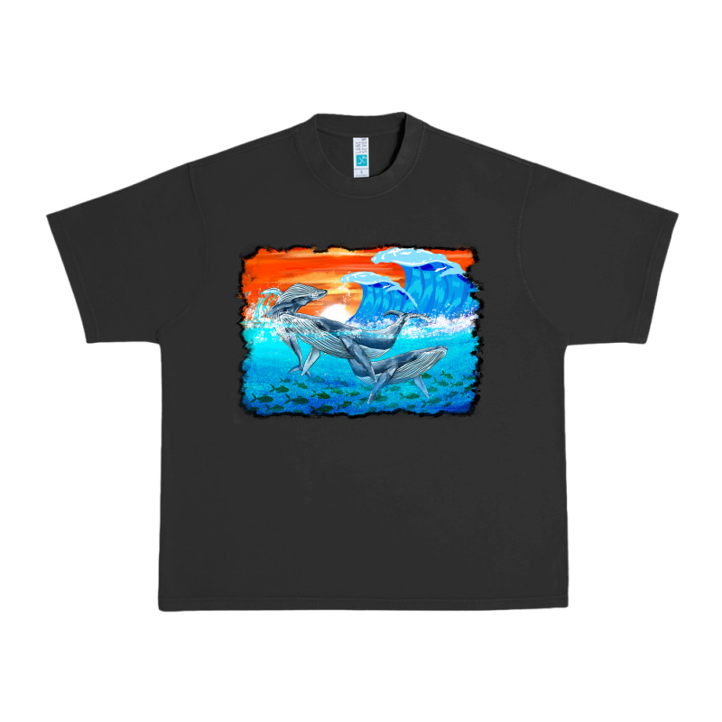 Humpback Whale And Wave Background Urban Heavy Tee by BarkalooDesign | Teevron
