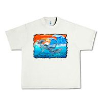 Pistachio humpback whale and wave background Urban Heavy Tee - BarkalooDesign