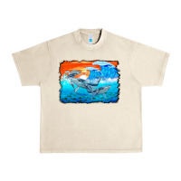 Sandshell humpback whale and wave background Urban Heavy Tee - BarkalooDesign