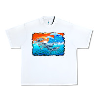 White humpback whale and wave background Urban Heavy Tee - BarkalooDesign