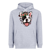 Heather Grey french bulldog floral Heavyweight Hoodie - Jasminsmagicworld