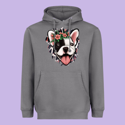 French Bulldog Floral Heavyweight Hoodie Designed By Jasminsmagicworld
