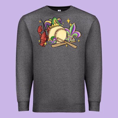 Mardi Gras Baseball Premium Sweatshirt Designed By Maliassmallbusiness