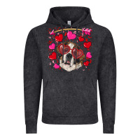 Vintage Black valentine's day  saint bernard dog Vintage Hoodie - RanaPortraitStore