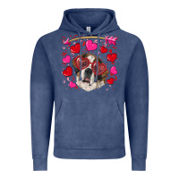 Vintage Denim valentine's day  saint bernard dog Vintage Hoodie - RanaPortraitStore