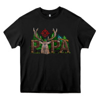 Black Western Papa Deer Hunting Heavy Core Tee - LillyAllenDesigns