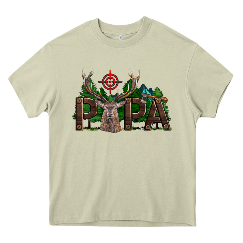 Western Papa Deer Hunting Heavy Core Tee by LillyAllenDesigns | Teevron