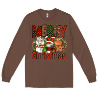 Chestnut Merry Christmas Coffee Cups Long Sleeve Tee - FaDigitalArtStudio