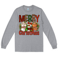 Heather Grey Merry Christmas Coffee Cups Long Sleeve Tee - FaDigitalArtStudio
