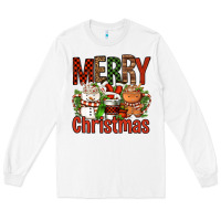 White Merry Christmas Coffee Cups Long Sleeve Tee - FaDigitalArtStudio