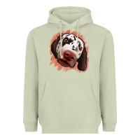 Matcha dalmatians peach glitter background Heavyweight Hoodie - Jasminsmagicworld