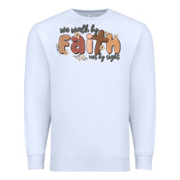 White we walk by faith not by sight Premium Sweatshirt - MaliasSmallBusiness