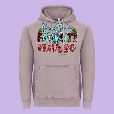 Santa S Favorite Nurse Vintage Hoodie Designed By Jahusdesignshop