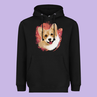Corgi Peach Watercolor Background Heavyweight Hoodie Designed By Jasminsmagicworld