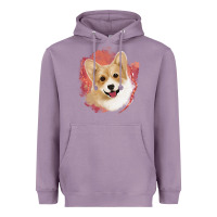 Lavender corgi peach watercolor background Heavyweight Hoodie - Jasminsmagicworld