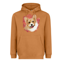 Meerkat corgi peach watercolor background Heavyweight Hoodie - Jasminsmagicworld