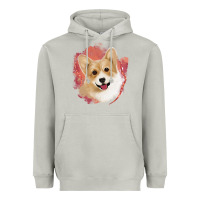 Moon Dust corgi peach watercolor background Heavyweight Hoodie - Jasminsmagicworld