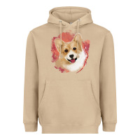 Mushroom corgi peach watercolor background Heavyweight Hoodie - Jasminsmagicworld