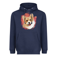 Navy corgi peach watercolor background Heavyweight Hoodie - Jasminsmagicworld