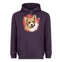 Plum corgi peach watercolor background Heavyweight Hoodie - Jasminsmagicworld
