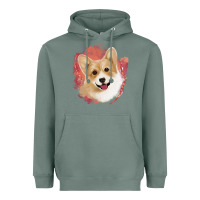 Sage corgi peach watercolor background Heavyweight Hoodie - Jasminsmagicworld