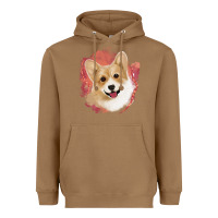 Toasted Coconut corgi peach watercolor background Heavyweight Hoodie - Jasminsmagicworld