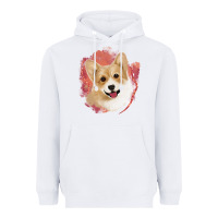 White corgi peach watercolor background Heavyweight Hoodie - Jasminsmagicworld