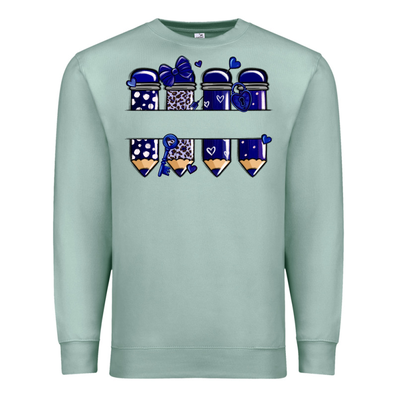 Valentine's Day School Pencils Navy Blue Premium Sweatshirt by MaliasSmallBusiness | Teevron