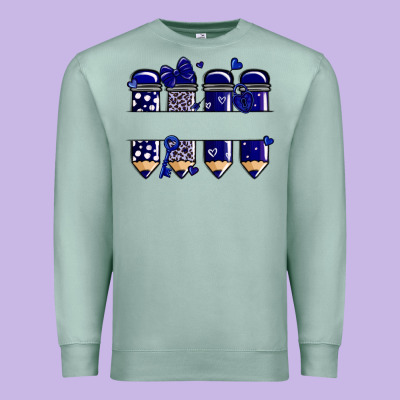 Valentine's Day School Pencils Navy Blue Premium Sweatshirt Designed By Maliassmallbusiness