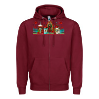 Burgundy lady of guadalupe coffee cups libbey glass Zipper Hoodie - Jasminsmagicworld