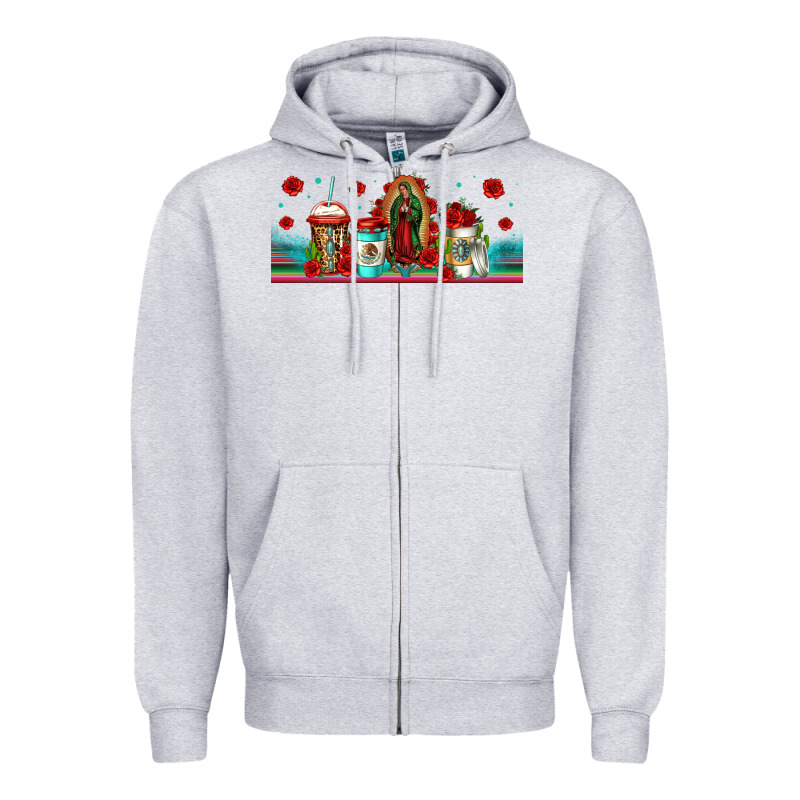 Lady Of Guadalupe Coffee Cups Libbey Glass Zipper Hoodie by Jasminsmagicworld | Teevron