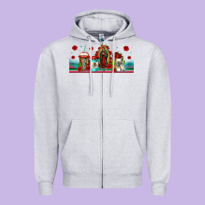 Lady Of Guadalupe Coffee Cups Libbey Glass Zipper Hoodie Designed By Jasminsmagicworld