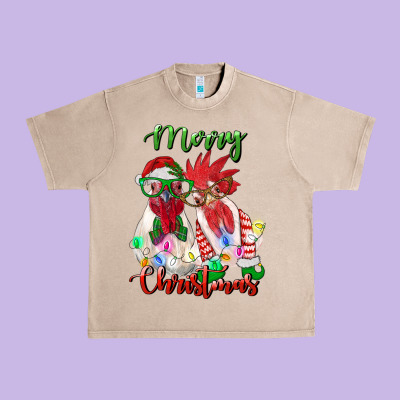 Christmas Roosters Urban Heavy Tee Designed By Ranaportraitstore
