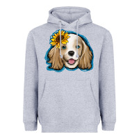 Heather Grey cocker spaniel sunflower Heavyweight Hoodie - Jasminsmagicworld