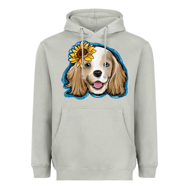 Cocker Spaniel Sunflower Heavyweight Hoodie by Jasminsmagicworld | Teevron