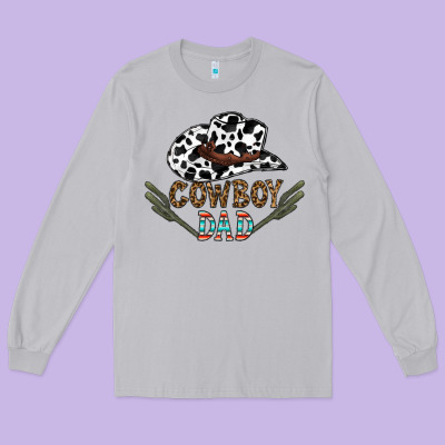 Cowboy Dad Long Sleeve Tee Designed By Cowhidedigitalart