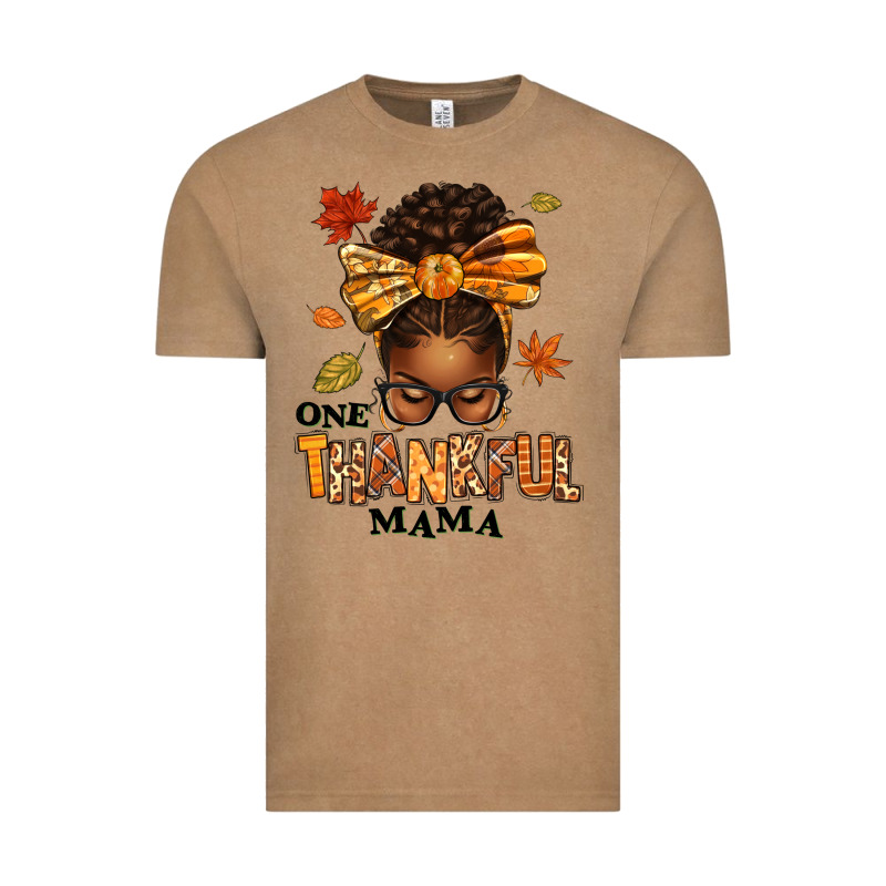 One Thankful Mama Afro Messy Bun Vintage Tee by texasbilliewilder | Teevron