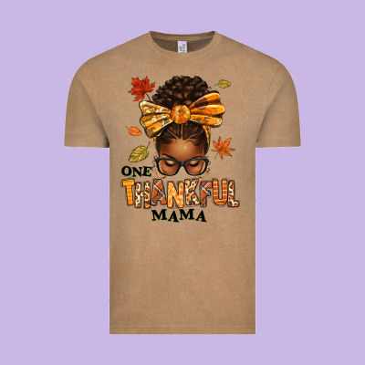 One Thankful Mama Afro Messy Bun Vintage Tee Designed By Texasbilliewilder